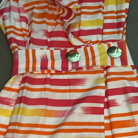 Elizabeth McKay stripe ruffle dress with two belts. 2. EUC - Picture 2 of 4